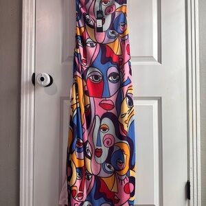 Fashion Nova Colorful Faces Maxi Dress